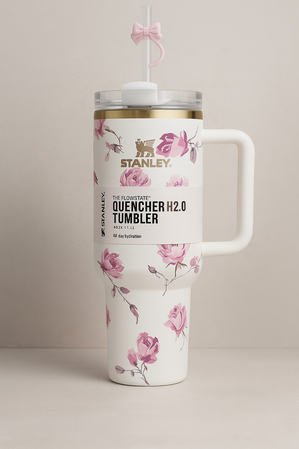Stanley Bright white with Red Rose design sipper