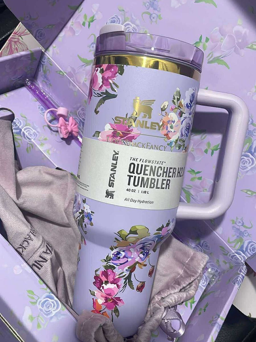 Stanley Bright Purple with Flower Design Sipper