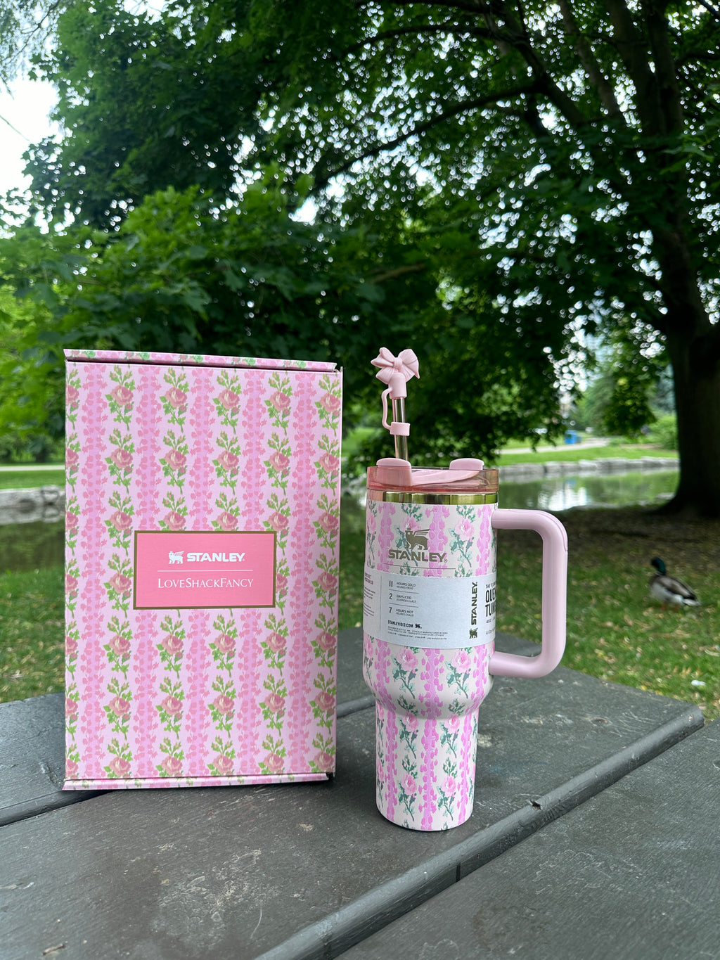 Stanley Pink with Floral lines Design Sipper
