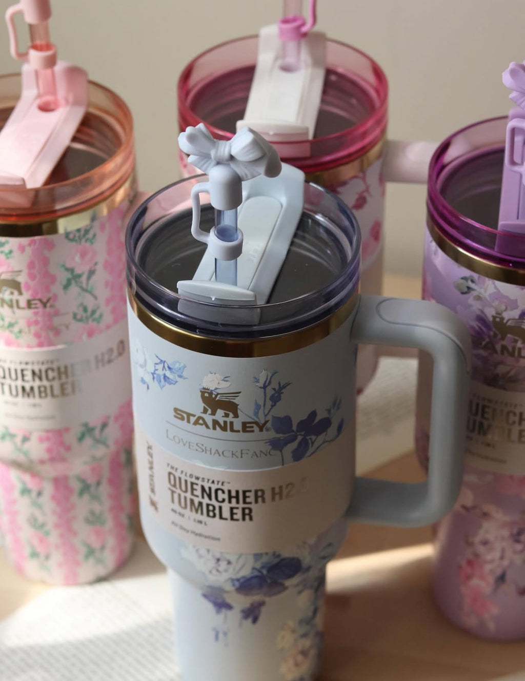 Stanley light Blue with  Bow Flower design Sipper