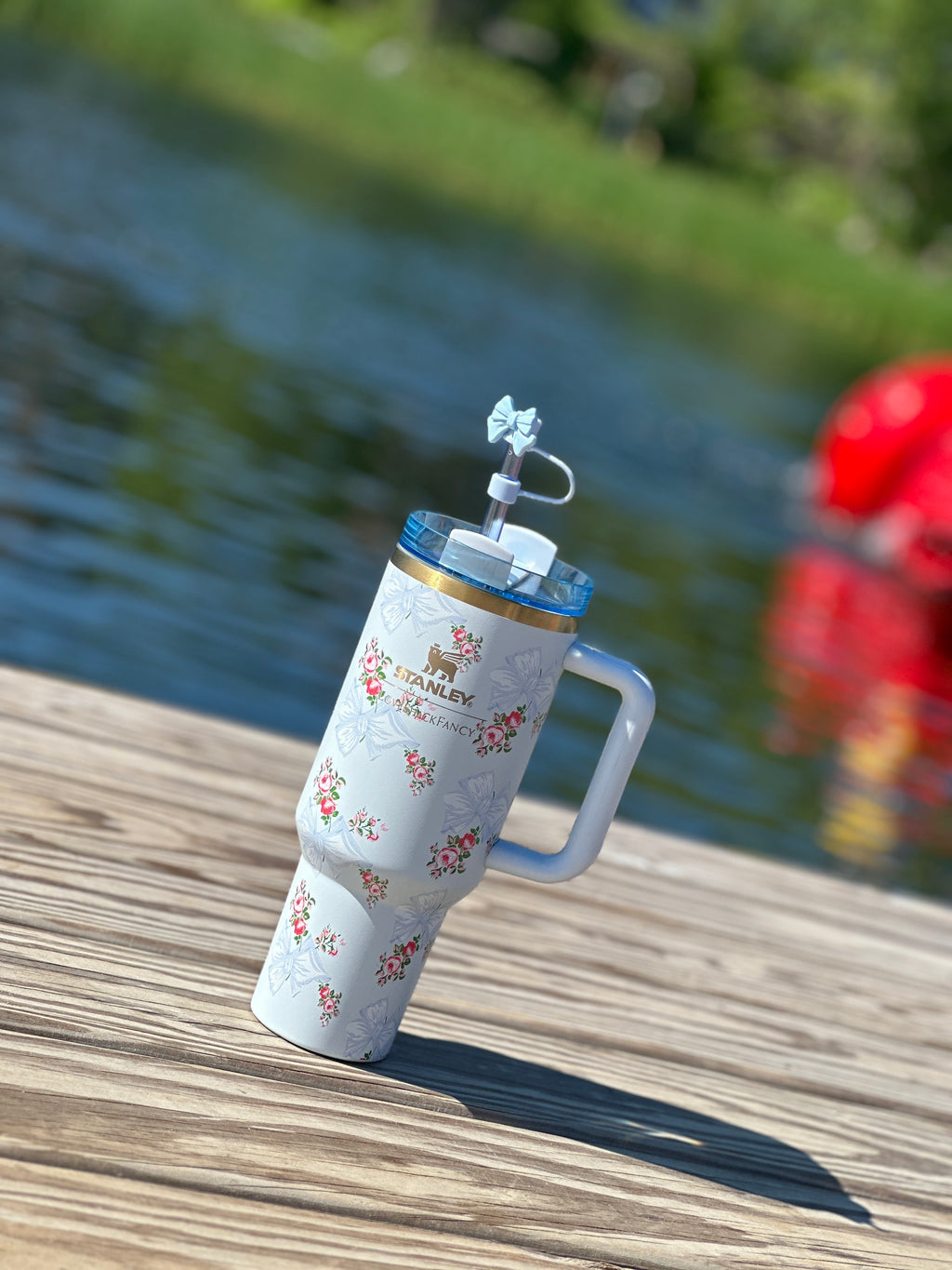 Stanley light Blue with  Bow Flower design Sipper